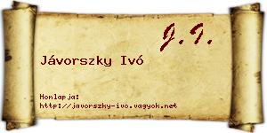 Jávorszky Ivó névjegykártya