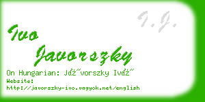 ivo javorszky business card